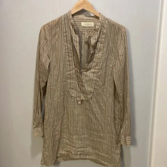 Mauro Grifoni woman’s tan with grey striped tunic - Picture 2 of 10